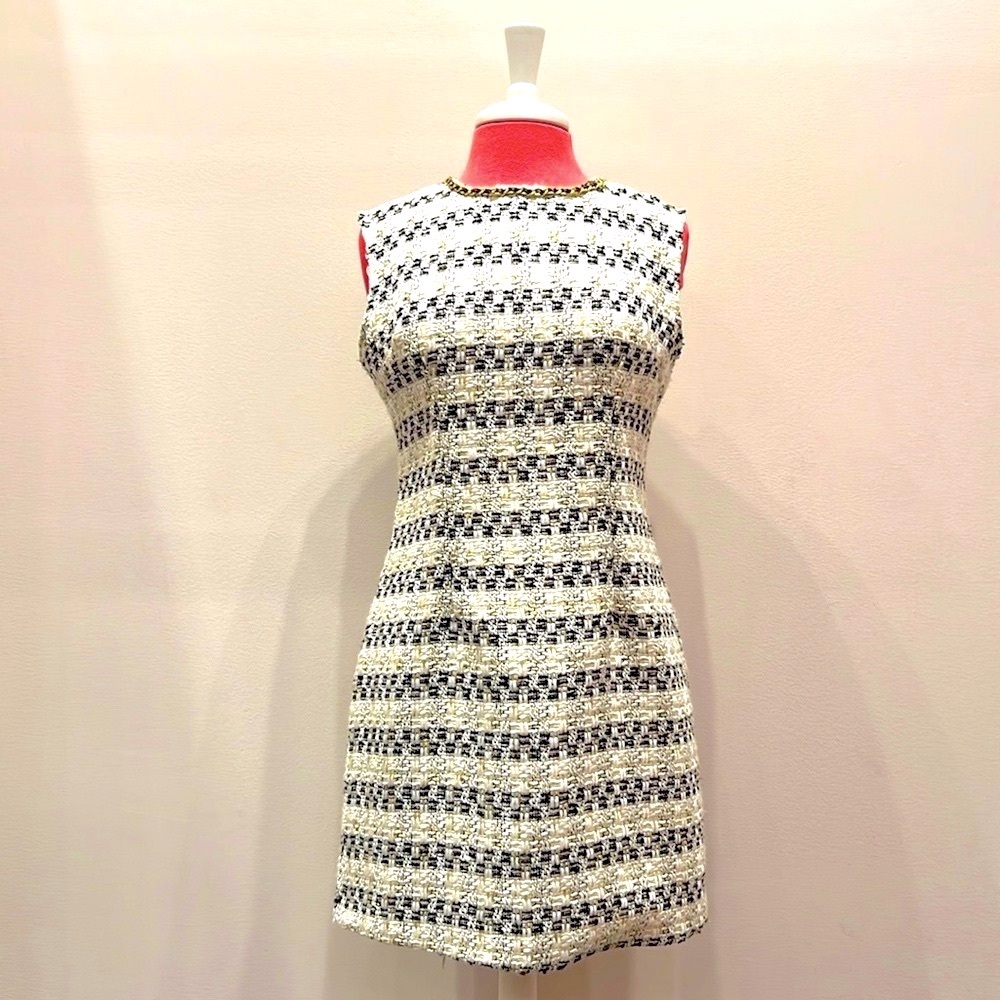 White Gold Tweed Dress